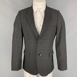 PAUL SMITH Size 40 Charcoal Black Plaid Wool Notch Lapel Sport Coat